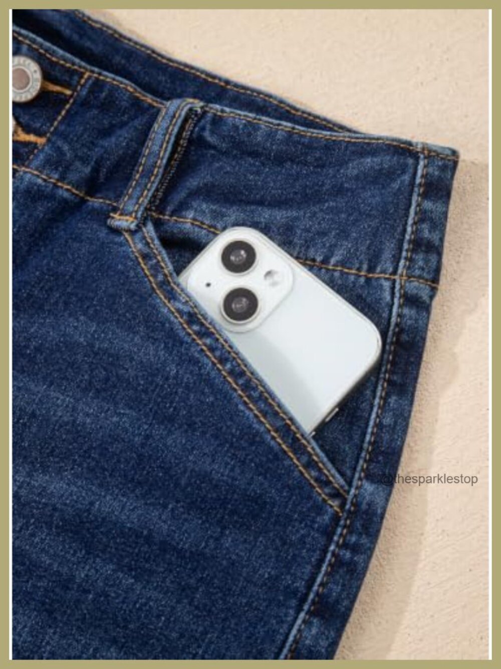 Women's High Waisted Wide Leg Jeans Tummy Control Stretchy Utility Pockets - Picture 6 of 6